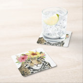 Tropical Halo | Süße Cheetah Rechteckiger Pappuntersetzer (Vor Ort)