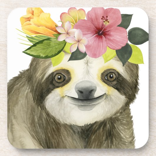 Tropical Halo | Sweet Sloth Getränkeuntersetzer (Vorderseite)