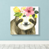 Tropical Halo | Sweet Sloth Leinwanddruck (Insitu (Holzboden))