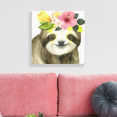 Tropical Halo | Sweet Sloth Leinwanddruck (Insitu (Wohnzimmer))