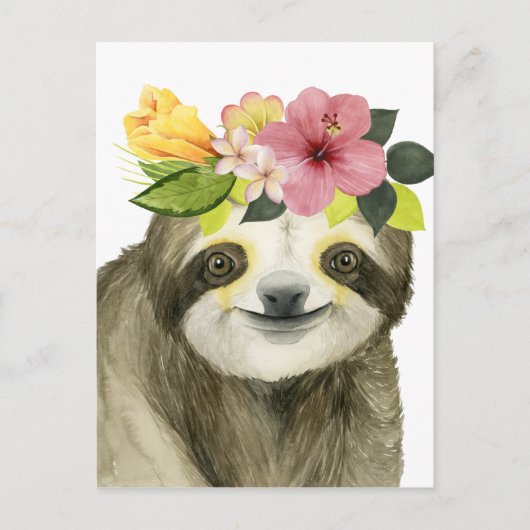 Tropical Halo | Sweet Sloth Postkarte (Vorderseite)