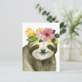 Tropical Halo | Sweet Sloth Postkarte (Stehend Vorderseite)