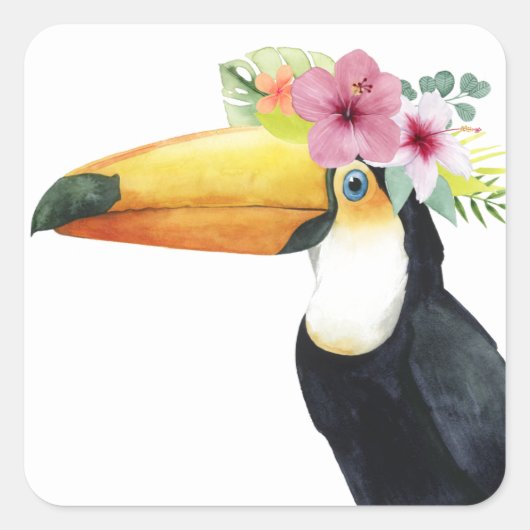 Tropical Halo - Toucan Quadratischer Aufkleber (Vorderseite)