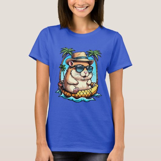Tropical Hamster in Pineapple Floaty Cute Summer T-Shirt (Vorderseite)