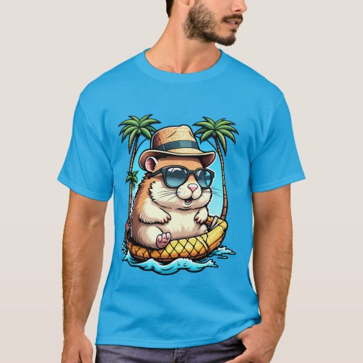 Tropical Hamster in Pineapple Floaty Cute Summer T-Shirt (Vorderseite)