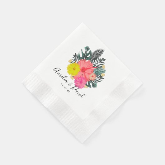 Tropical Hand Drawn Hawaii Script Save the Date Serviette (Ecke)