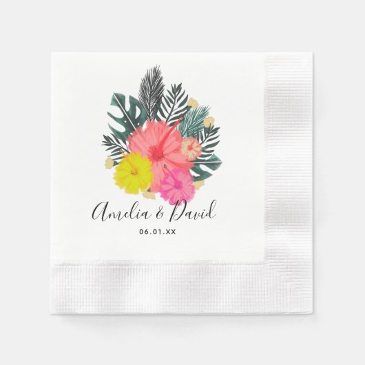 Tropical Hand Drawn Hawaii Script Save the Date Serviette (Vorderseite)