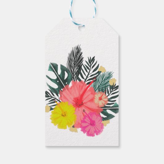 Tropical Hand Drawn Hawaii Script Wedding Geschenkanhänger (Rückseite)