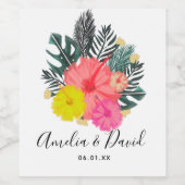 Tropical Hand Drawn Hawaii Script Wedding Weinetikett (Einzelnes Label)