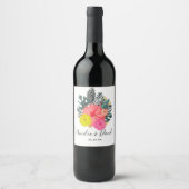 Tropical Hand Drawn Hawaii Script Wedding Weinetikett (Vorderseite)