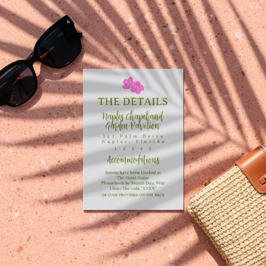 Tropical Hand Drawn Pink and Green  Begleitkarte