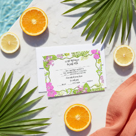 Tropical Hand Drawn Pink and Green  RSVP Karte