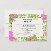 Tropical Hand Drawn Pink and Green  RSVP Karte (Vorderseite)