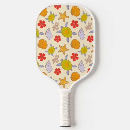 Tropical Hand-Drawn Sea Life Pattern Pickleball Schläger (Vorderseite)