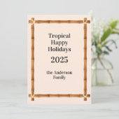 Tropical Happy Holidays, Bamboo Frame Feiertagskarte (Stehend Vorderseite)