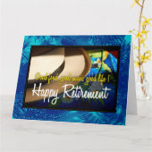 Tropical Happy Retirement in Blue XL Card Karte (Gelbe Blume)