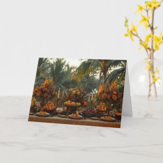 🍂 Tropical Harvest Feast – Thanksgiving Card Karte (Gelbe Blume)