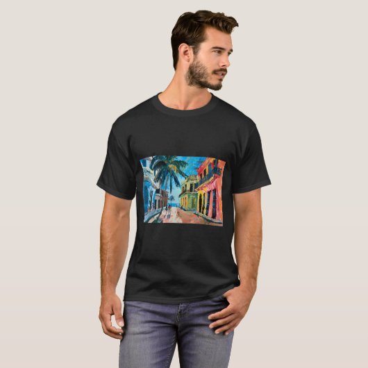 Tropical Havana Harmony - lebhafte Straßenlandscha T-Shirt (Vorne ganz)