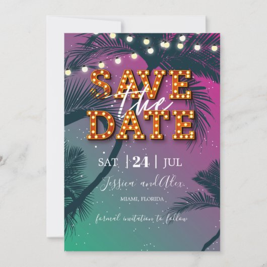 Tropical Havana Night Save the Date Card (Vorderseite)