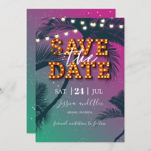Tropical Havana Night Save the Date Card (Vorne/Hinten)