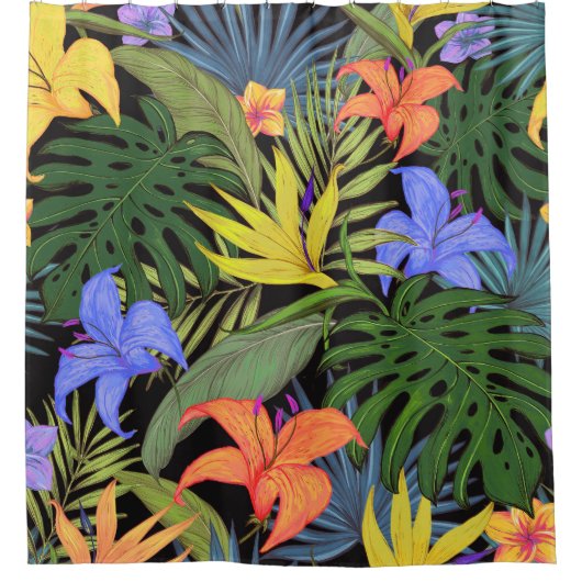 Tropical Hawaii Aloha Blume Graphic Duschvorhang (Vorderseite)