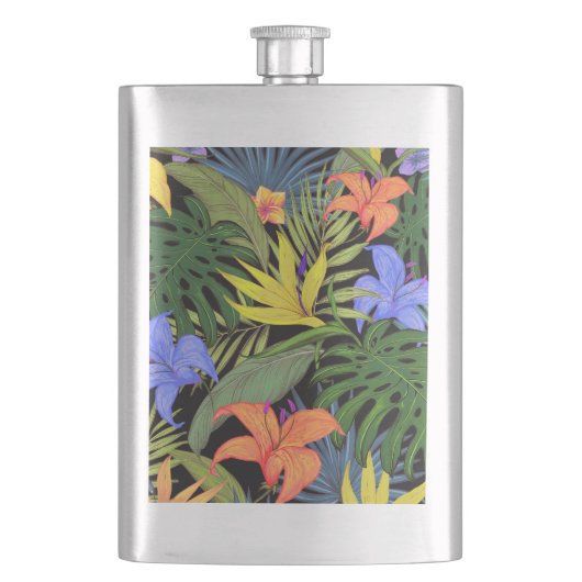 Tropical Hawaii Aloha Blume Graphic Flachmann (Vorderseite)