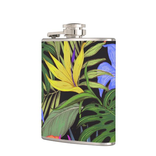 Tropical Hawaii Aloha Blume Graphic Flachmann (Links)