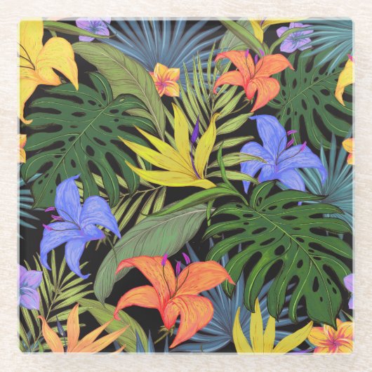 Tropical Hawaii Aloha Blume Graphic Glasuntersetzer (Vorderseite)