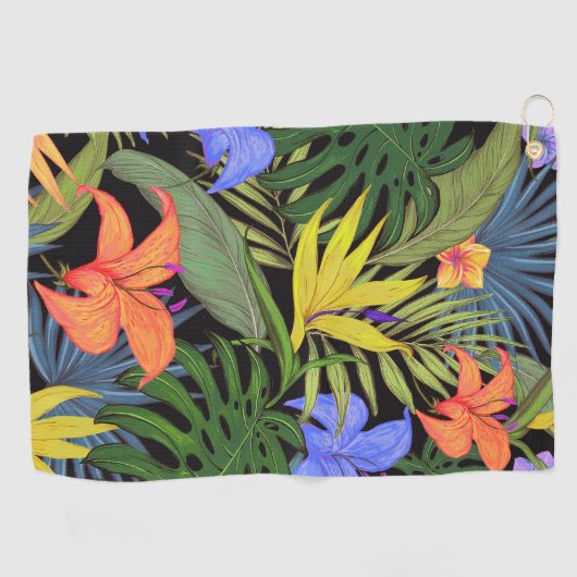 Tropical Hawaii Aloha Blume Graphic Golfhandtuch (Horizontal)
