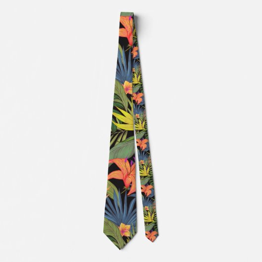 Tropical Hawaii Aloha Blume Graphic Krawatte (Vorderseite)