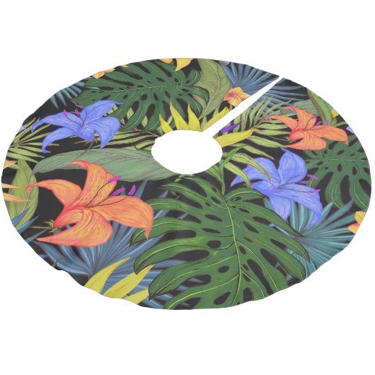 Tropical Hawaii Aloha Blume Graphic Polyester Weihnachtsbaumdecke (Schrägansicht)