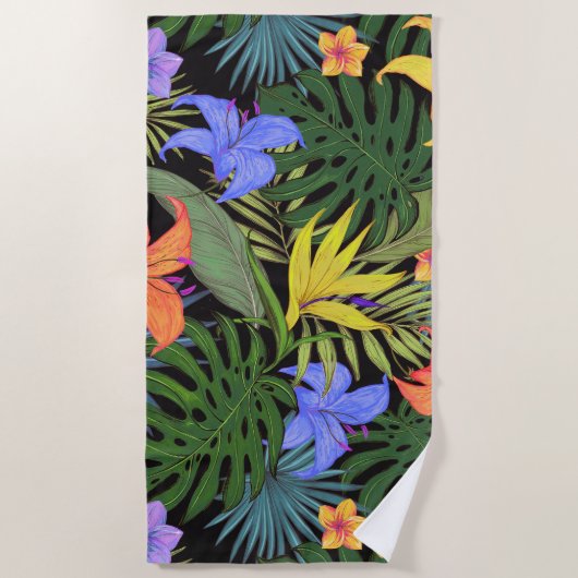 Tropical Hawaii Aloha Blume Graphic Strandtuch (Vorderseite)