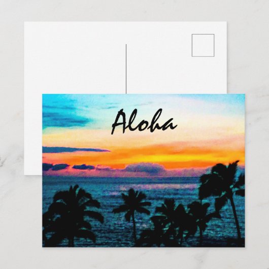 Tropical Hawaii Aloha Postkarte (Vorne/Hinten)