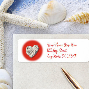 Tropical Hawaii Coral Heart Red Script Adresse