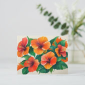 Tropical Hawaii Orange Hibiskus Blume Postkarte (Stehend Vorderseite)