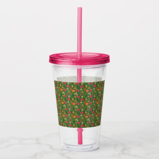Tropical/Hawaii patterned floral Acryltrinkbecher (Vorderseite)