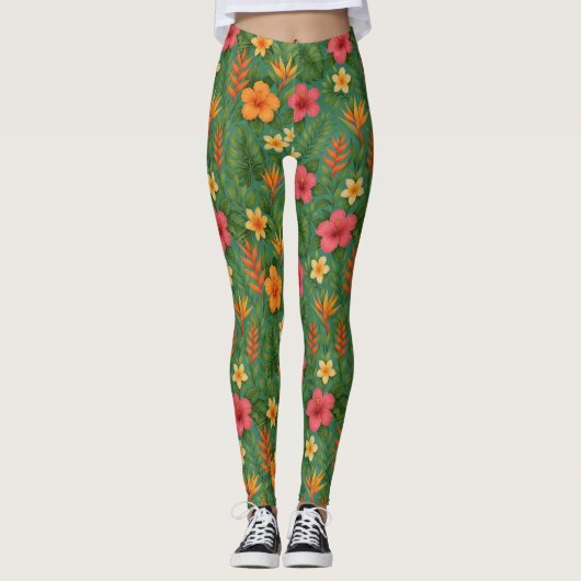 Tropical/Hawaii patterned floral Leggings (Vorderseite)