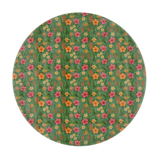 Tropical/Hawaii patterned floral Schneidebrett (Vorderseite)