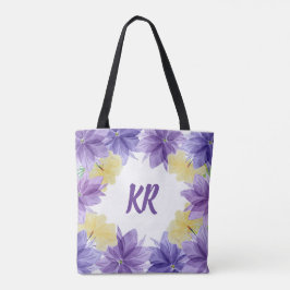 Tropical Hawaii Purple Flowers Mit Monogramm Tasche