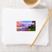 Tropical Hawaii Seashore Sunset Adressaufkleber (Insitu)