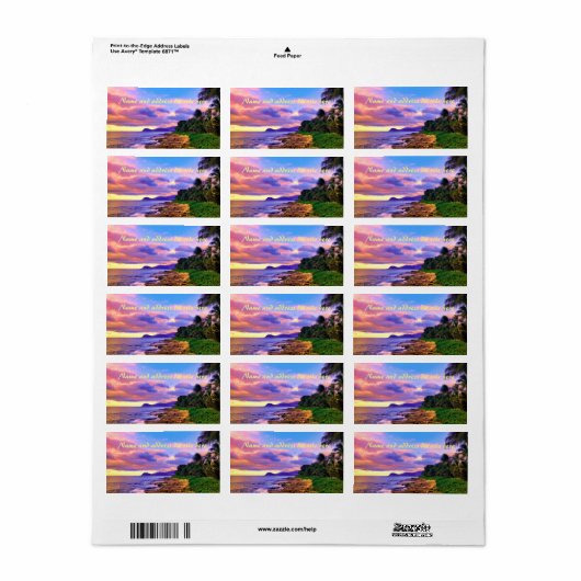 Tropical Hawaii Seashore Sunset Adressaufkleber (Vorne)
