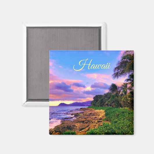 Tropical Hawaii Seashore Sunset Magnet (Vorderseite/Rückseite)
