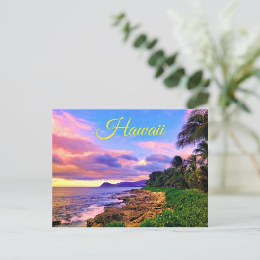 Tropical Hawaii Seashore Sunset Postkarte (Stehend Vorderseite)