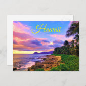 Tropical Hawaii Seashore Sunset Postkarte (Vorne/Hinten)