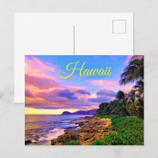 Tropical Hawaii Seashore Sunset Postkarte (Vorne/Hinten)