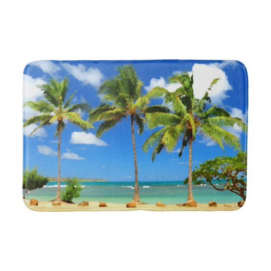 Tropical Hawaii Summer Beach Palm Trees Badematte (Vorderseite)