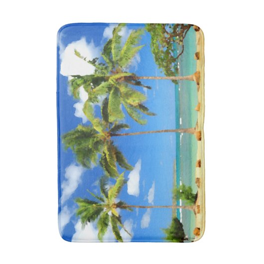 Tropical Hawaii Summer Beach Palm Trees Badematte (Vorderseite Vertikal)