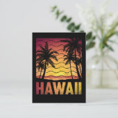 Tropical Hawaii Sunset Beach Retro Hawaiian Palms Postkarte (Stehend Vorderseite)
