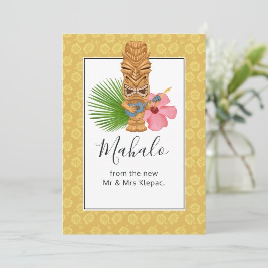 Tropical Hawaii Tiki Totem Summer Dankeskarte (Stehend Vorderseite)