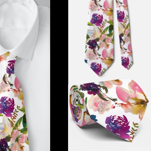 Tropical Hawaii Unicorn Rose Floral Neck Tie Krawatte
